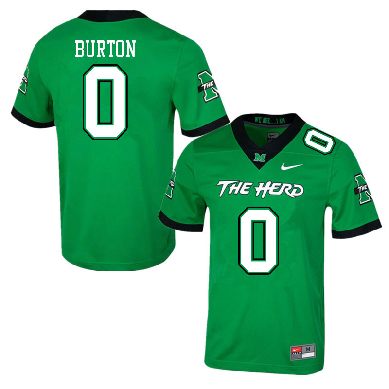 Men #0 Sam Burton Marshall Thundering Herd College Football Jerseys Sale-Green